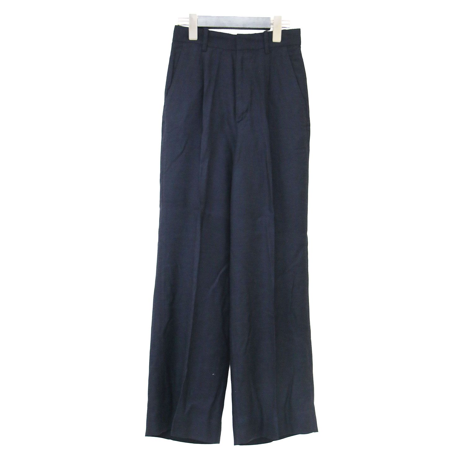 Plage プラージュ パンツ ネイビー 紺 サイズ:34(XS) 25春夏 ウォッシャブル リネン混 ハイウエストパンツ ashable linen スラックス ウエストゴム センタープレス ボトムス ズボン【レディース】【中古】 7,995円