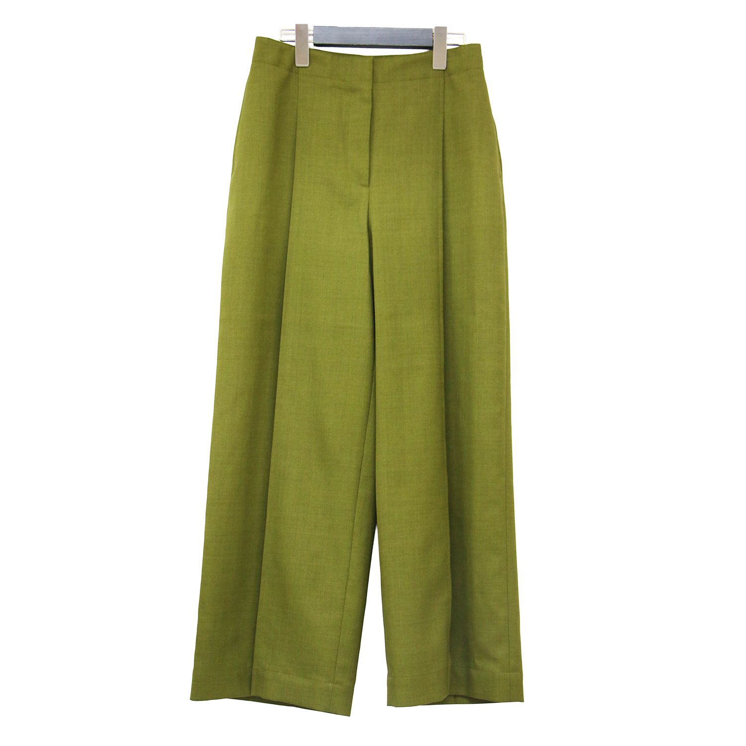 Theory セオリー パンツ アボカド(グリーン系) サイズ:2(M) 25春夏 センタープレス ワイドパンツ City Twill Deep Pleated Pant ストレート タック プリーツ ボトムス ズボン【レディース】【中古】