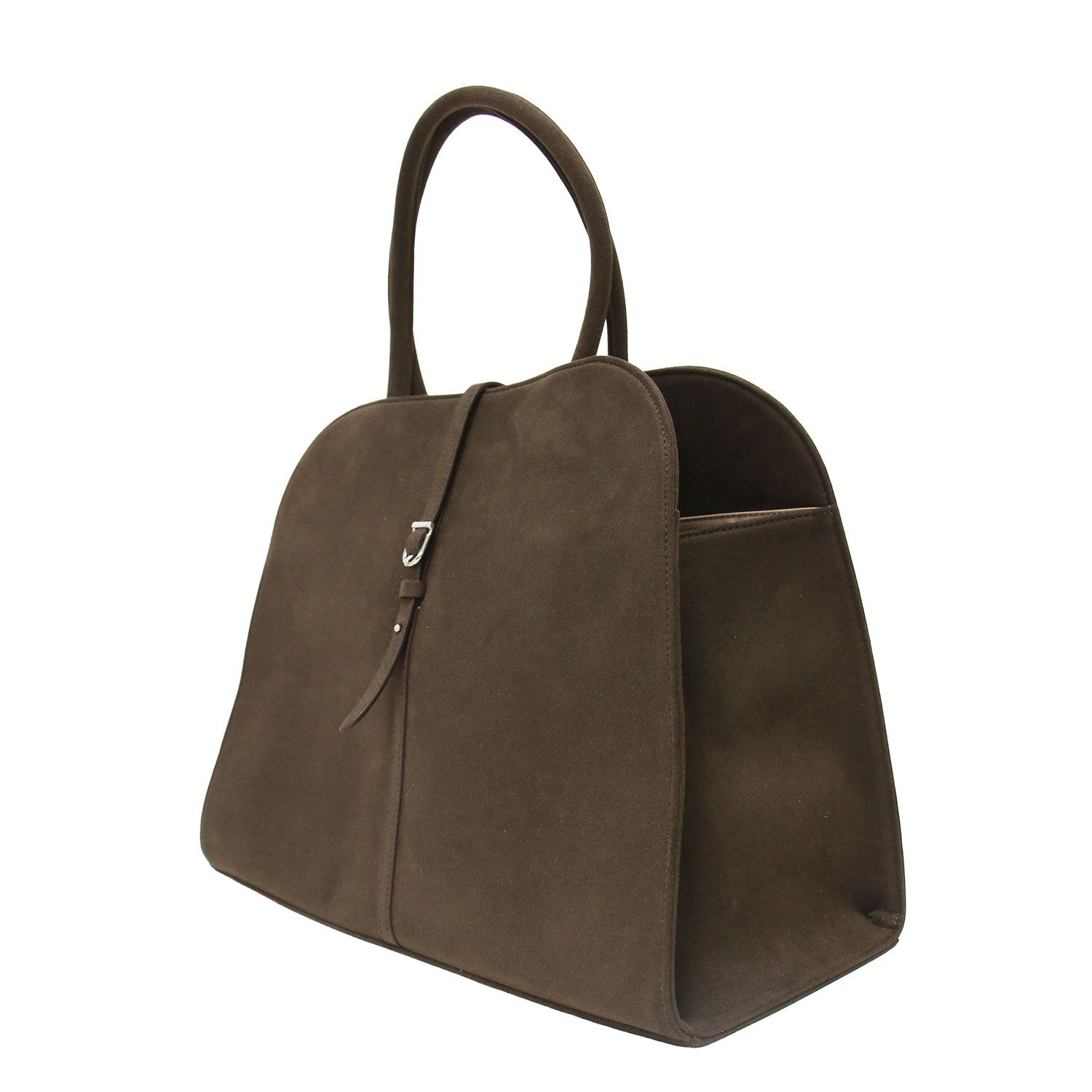 【新品】MONOROW モノロウ バッグ ブラウン ブラン ラージ スエード チョコ ハンドバッグ BLANC LARGE SUEDE CHOCO トートバッグ 台形 ショルダー ベルト ブランドロゴ 箔押し ブランド カバン【レディース】