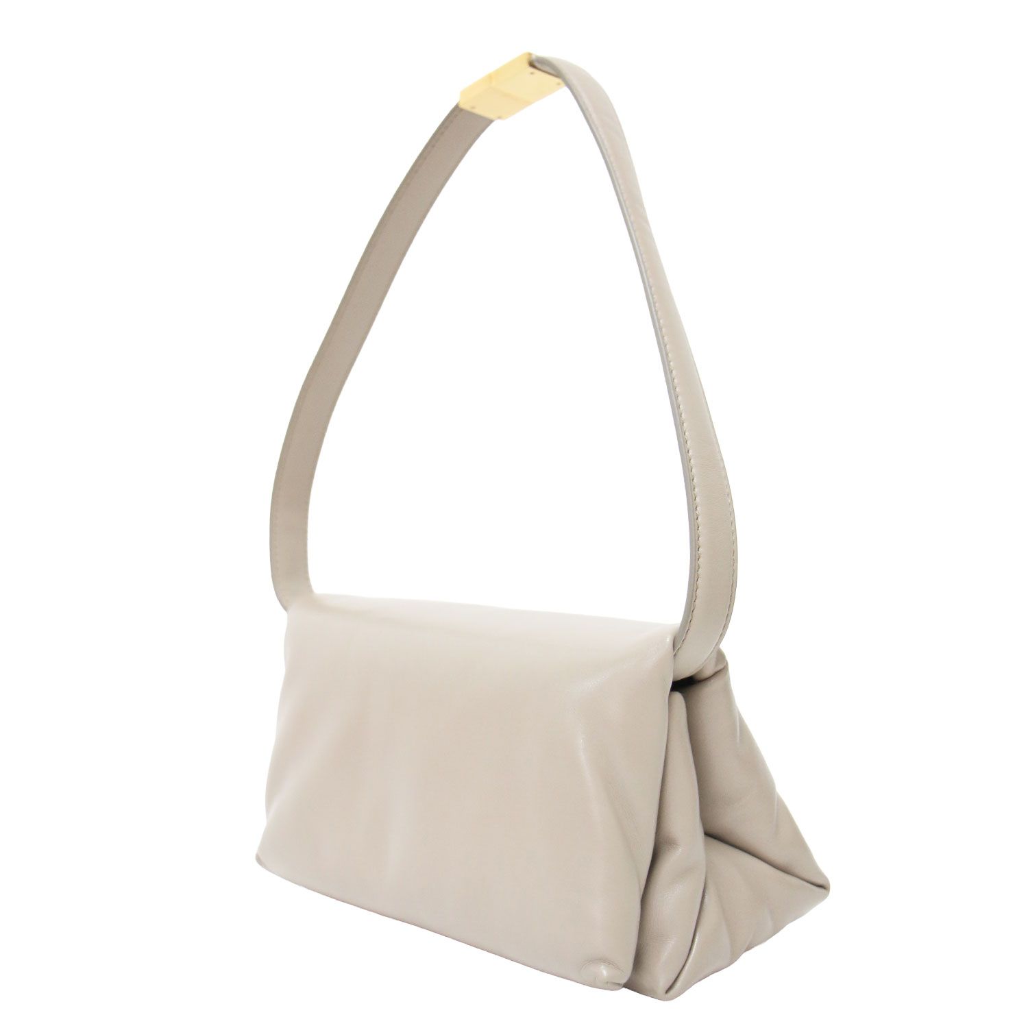 MARNI マルニ バッグ プリズマ バッグ スモール PRISMA BAG SMALL ポシェット スクエア型 ショルダー クロスボディ 2WAY ブランドロゴ 箔押し レザー グレージュ ブランド カバン【レディース】【中古】