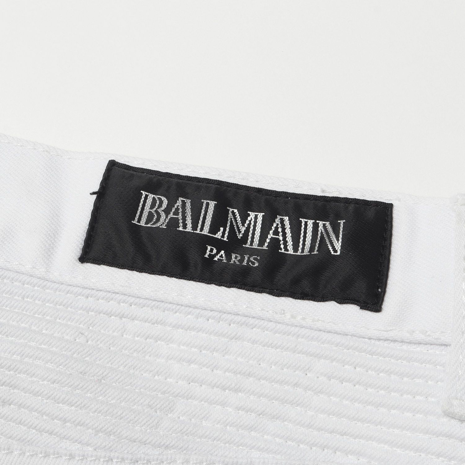 BALMAIN バルマン パンツ ホワイト 白 サイズ:30 バイカー ストレッチ