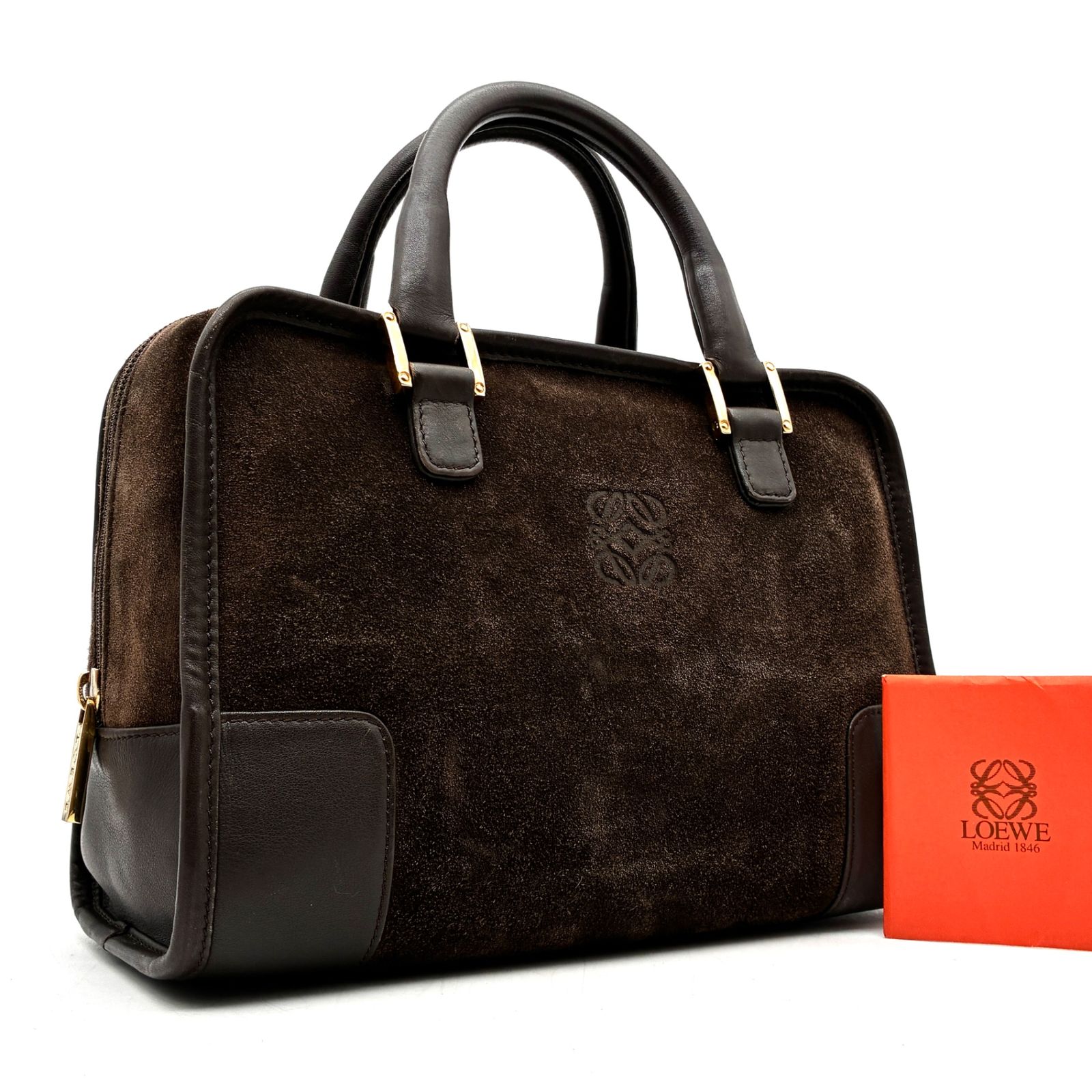 極美品 ロエベ LOEWE アマソナ 28 スエード レザー ハンドバッグ 