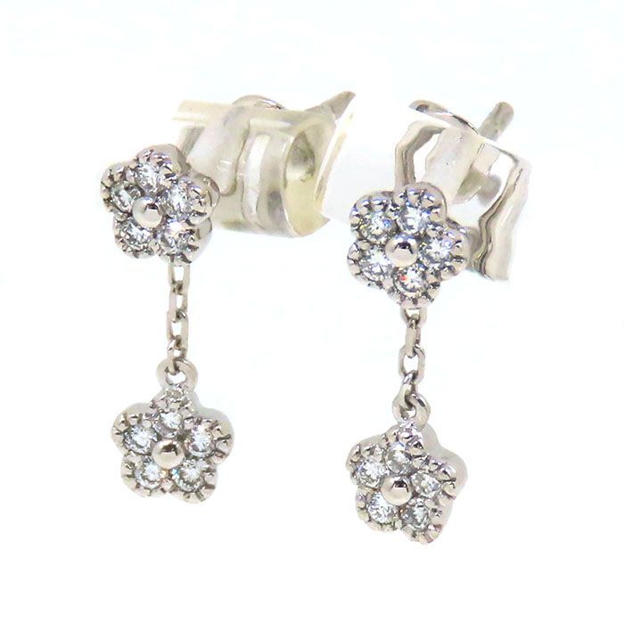 マヨPonte Vecchio ダイヤ&ブラックダイヤ　花モチーフピアス Ponte Vecchio ポンテヴェキオ フラワー モチーフ ダイヤ ピアス K18WG