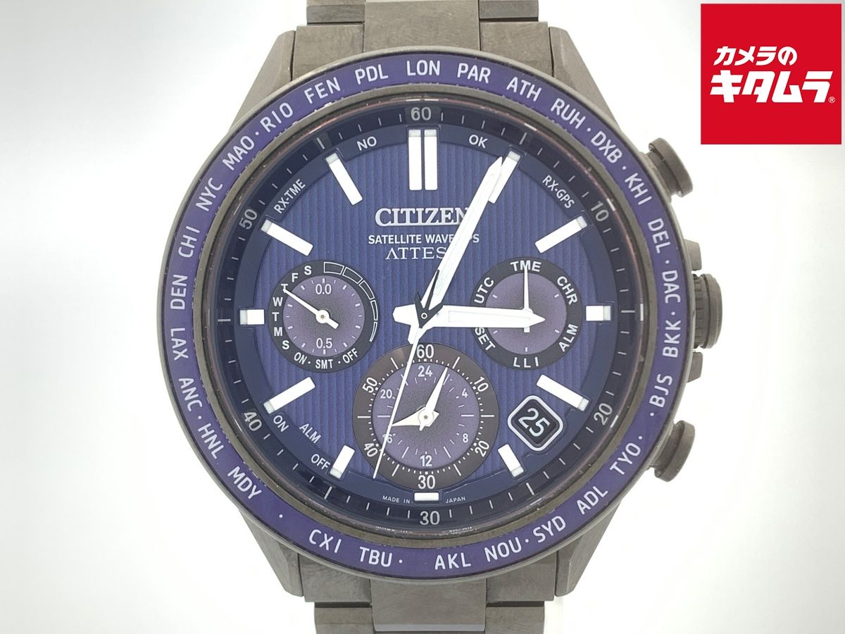 【中古】 【良品】 シチズン アテッサ アクトライン ブルー CC4059-64L/F950-0029S09 スーパーチタニウム ブラックチタンシリーズ