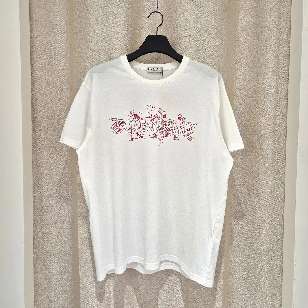(XL)Givenchy ジバンシィ 白 スキーマティック ロゴ 半袖 Tシャツ