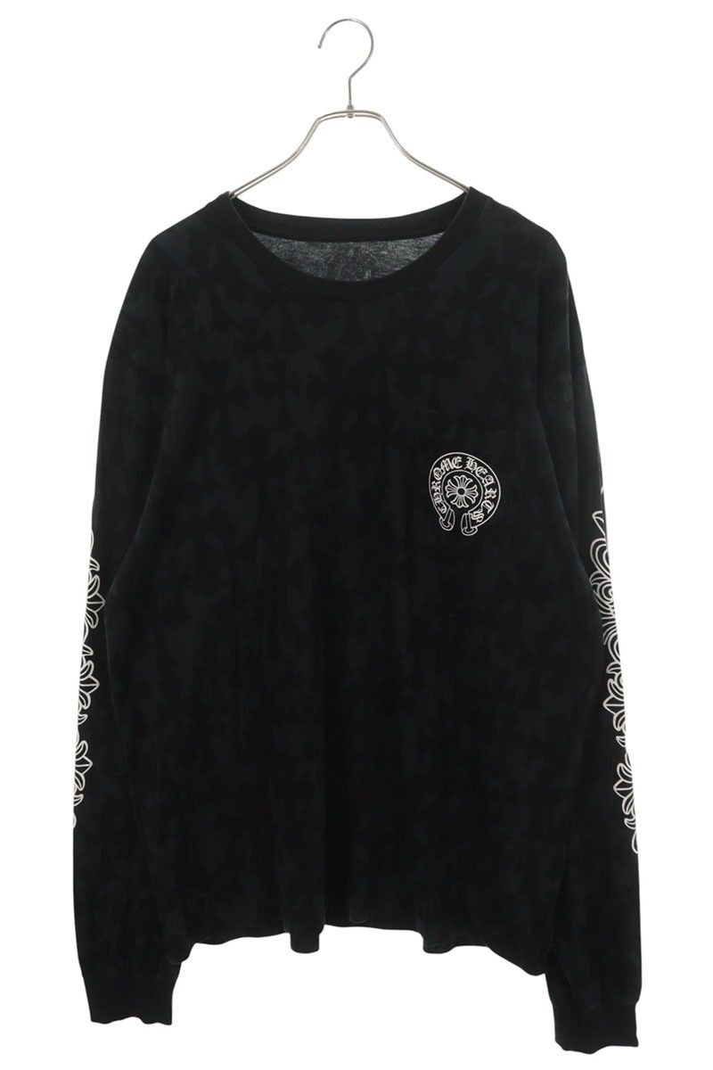 クロムハーツ Graveyard Cemetery Cross L/S T-Shirt 袖フローラルCHクロス総柄プロント長袖カットソー メンズ XL 80,438円