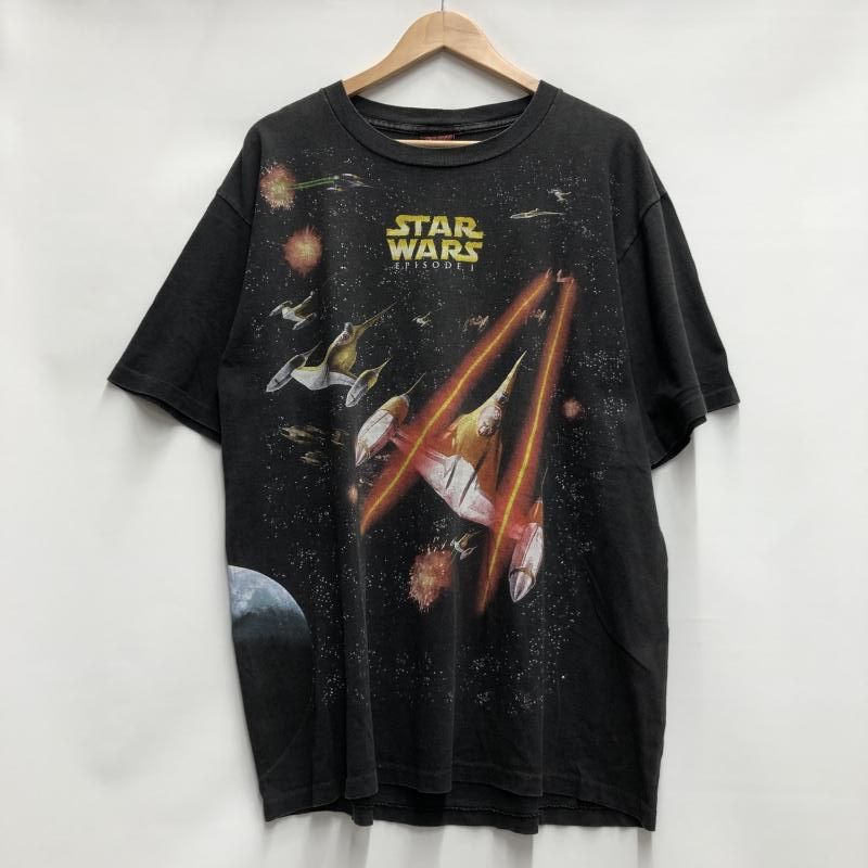 【中古】★90s Star Wars Episode 1 両面プリントTシャツ サイズXL ブラック スターウォーズ[17]