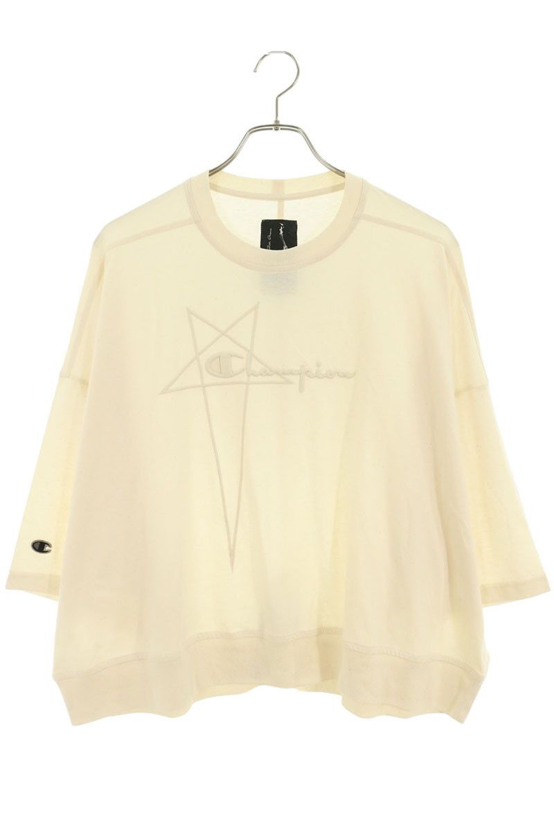 リックオウエンス ×チャンピオン Champion　 CW01D9404-CHJER クロップド丈ロゴ刺繍トミーTシャツ メンズ S