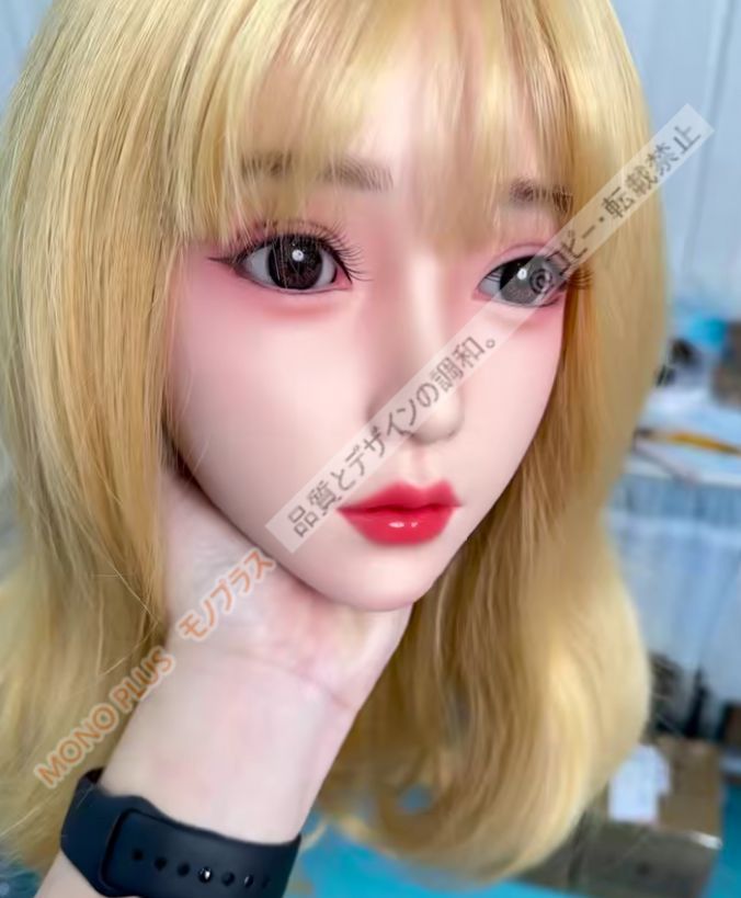 上品ソフトシリコン ヘッド　頭部単品　リアルガール頭　髪と眉毛、まつ毛も植毛　リアル口腔 舌歯　 M16 等身大ドール用頭　撮影　 鑑賞用 水洗い可能　マネキンパーツ　リアルドール CGJ730P124
