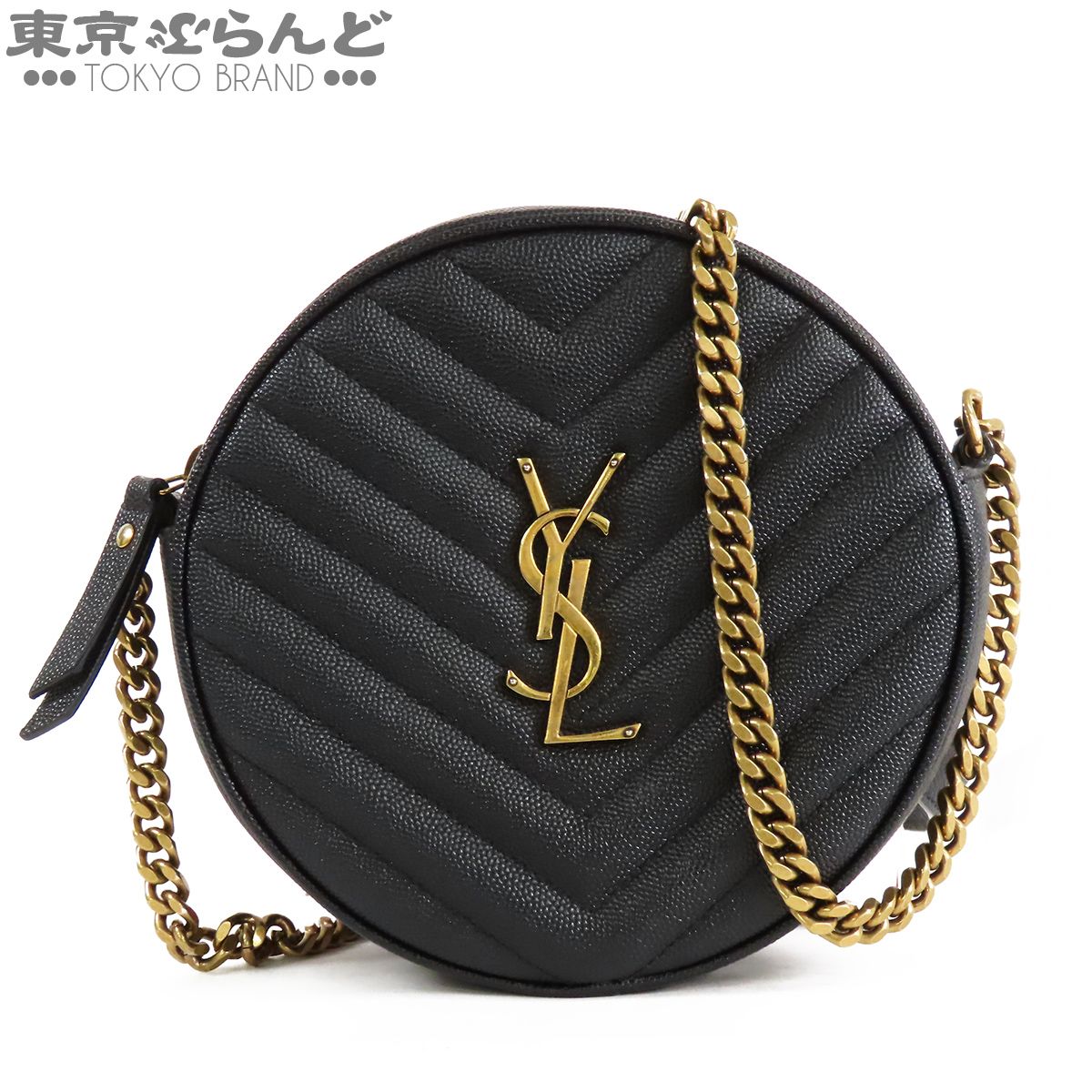 サンローラン SAINT LAURENT ヴィニル チェーンショルダーバッグ 610436 ブラック 黒 レザー カサンドラロゴ レディース 101886095