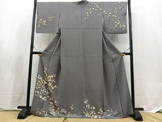 平和屋着物●訪問着　刺繍　草花文　正絹　逸品　BAAX9673yc
