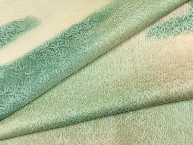 平和屋着物●上質な小紋　竹　暈し染め　正絹　逸品　AABK7783fy