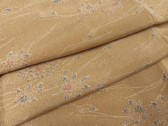 平和屋着物●上質な小紋　型染め　草花文　鬼しぼ縮緬　正絹　逸品　未使用　AABL0637ph 11,076円