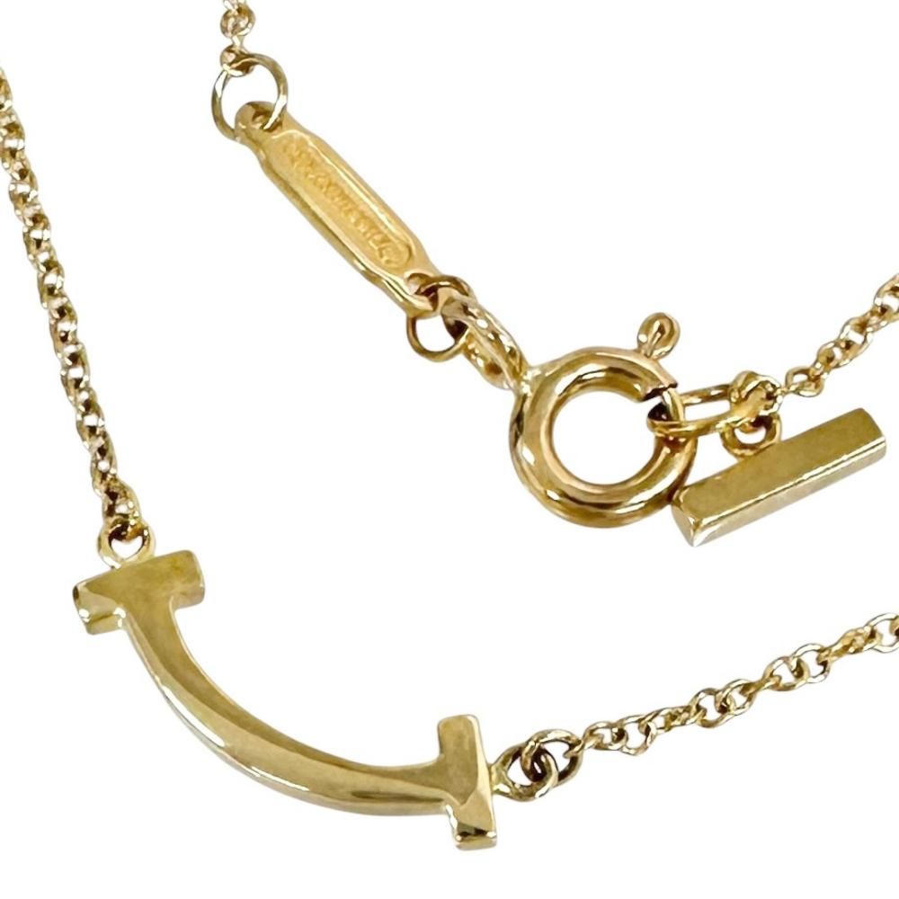 【TIFFANY&Co./ティファニー】Tスマイル ミニ ネックレス K18YGイエローゴールド 18金 2.2g 41/46 cm レディース 【中古】【真子質店】【GD】