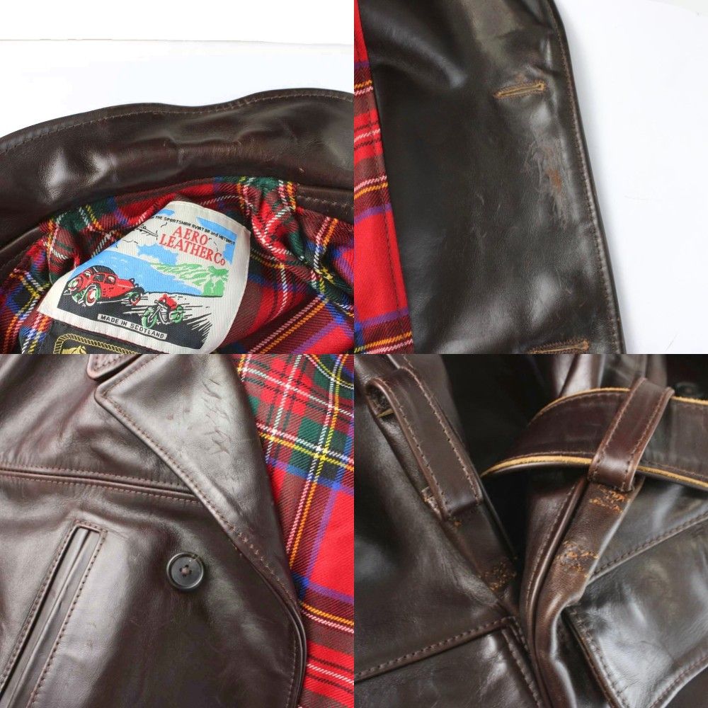 雰囲気抜群】AERO LEATHER カーコート 馬革 ホースハイド ブラック