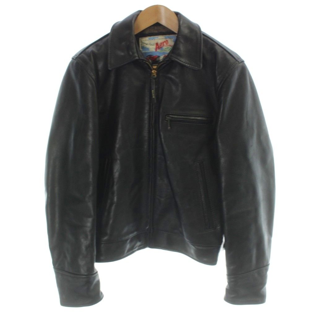 エアロレザー スポーツジャケット ライダース ステアハイド 34 黒 エアロレザー AEROLEATHER スポーツジャケット スポジャケ ライダース