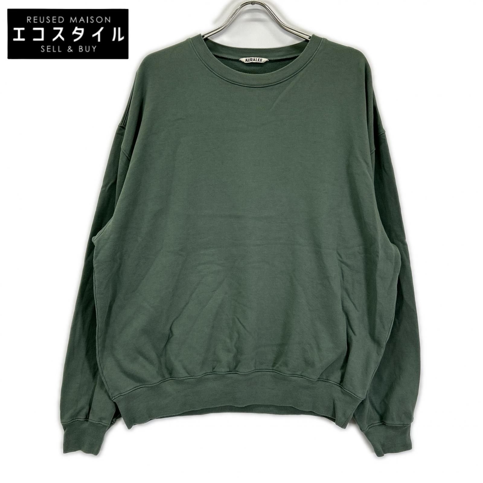AURALEE　オーラリー　A24SP01HU グリーン コットン SUPER HIGH GAUZE SWEAT P/O　5