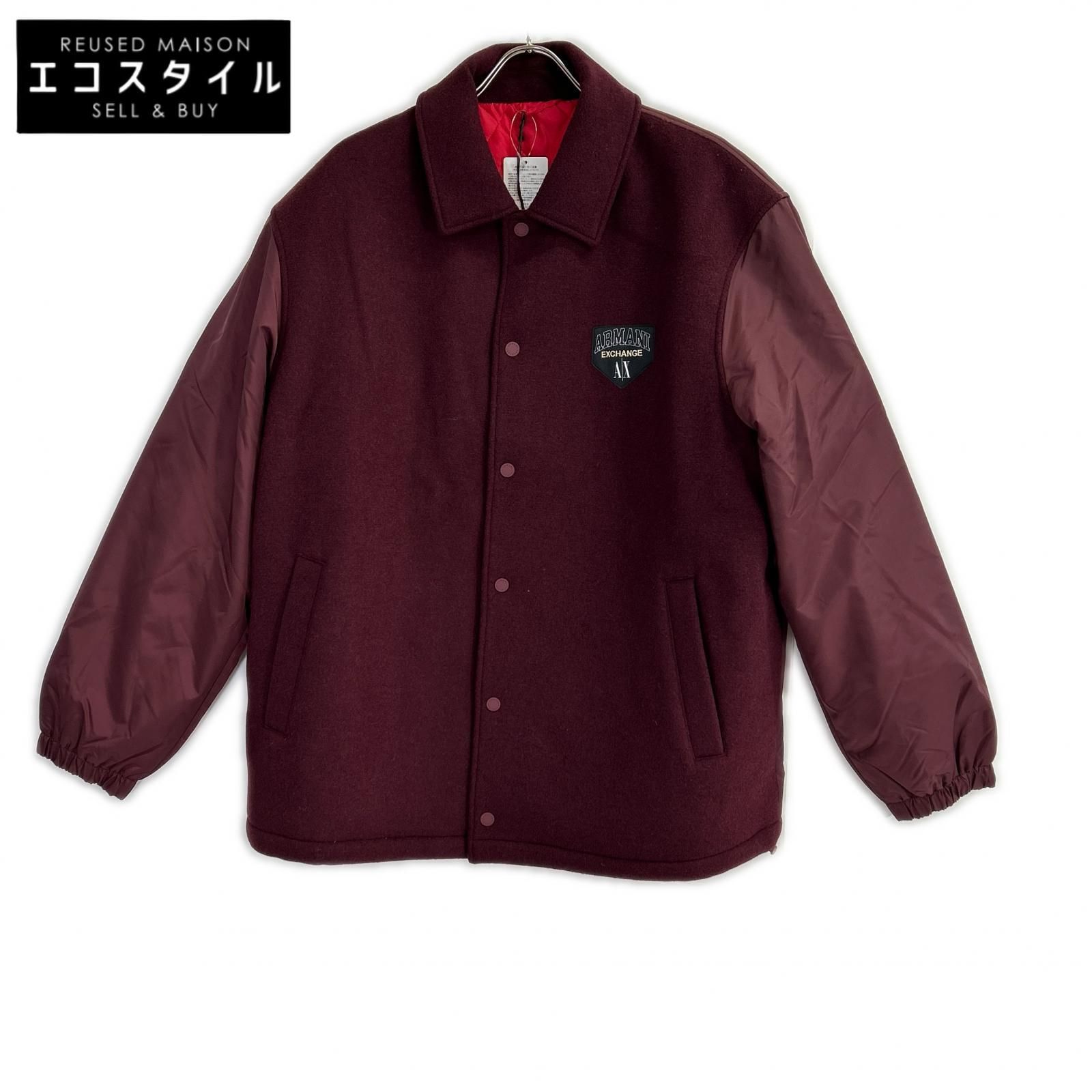ARMANI EXCHANGE　アルマーニエクスチェンジ　6RZB26 ボルドー ロゴワッペン スタジャン　L
