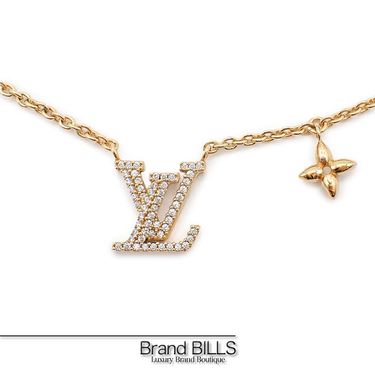 未使用品 LOUIS VUITTON ルイ・ヴィトン ネックレス･LV アイコニック ペンダント M00596 メタル ストラス ゴールド レディース