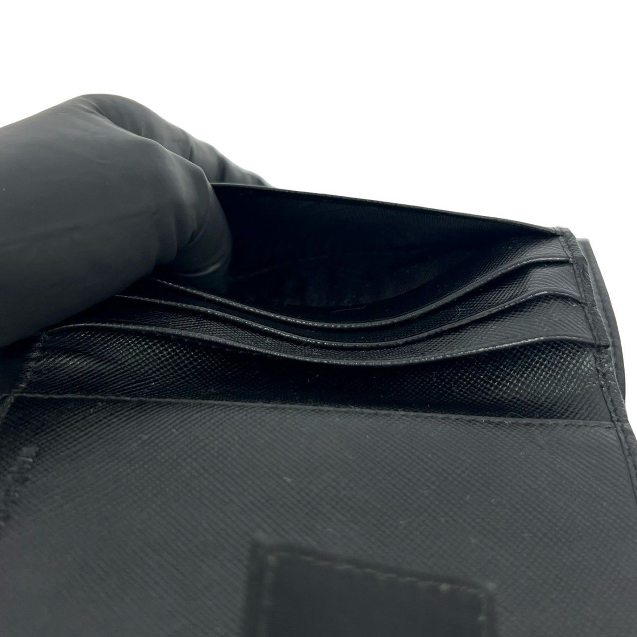 極 美品 希少品 PRADA プラダ 三角ロゴ 金具 ナイロン 二つ折り財布