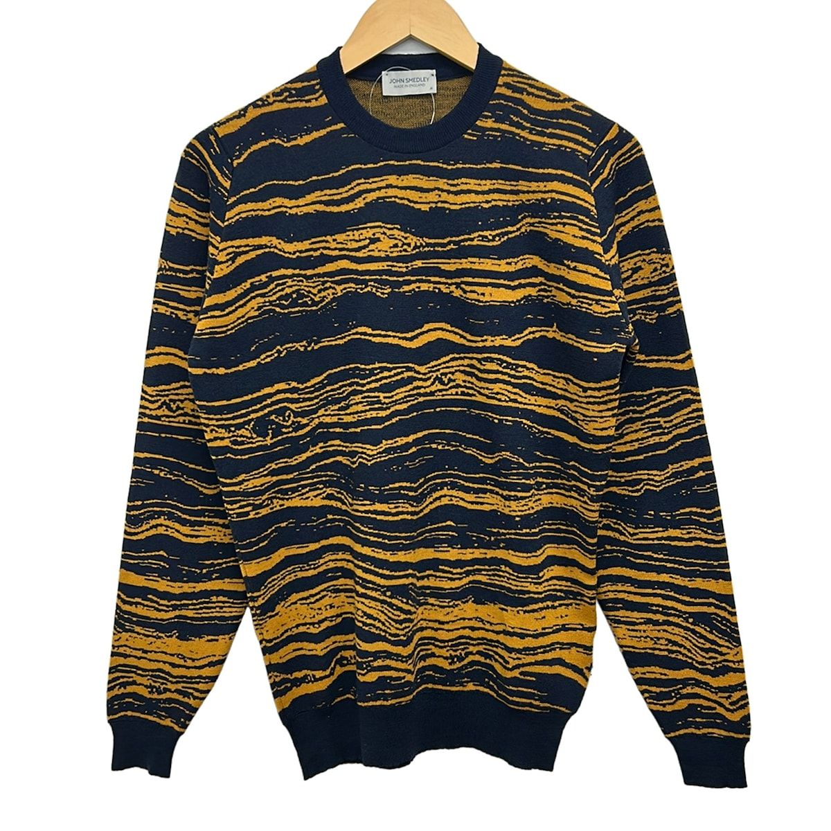 JOHN SMEDLEY(ジョンスメドレー) 長袖セーター サイズM メンズ - ダークネイビー×ダークイエロー JOHN SMEDLEY(ジョンスメドレー) 長袖セーター サイズM メンズ