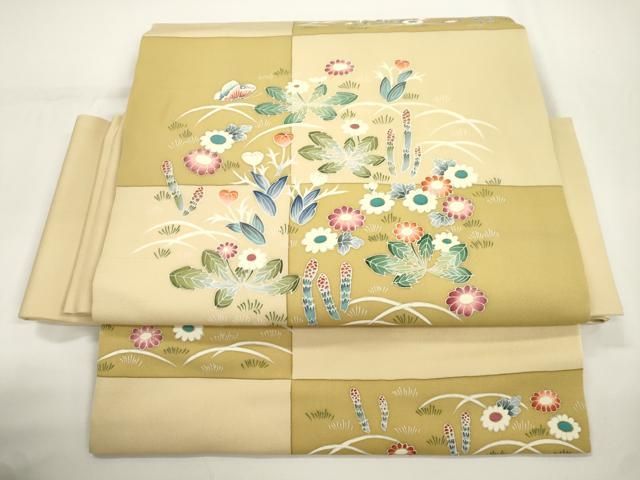 平和屋着物●ワンタッチつけ帯　草花文　金彩　正絹　逸品　CABJ2373dy 27,040円