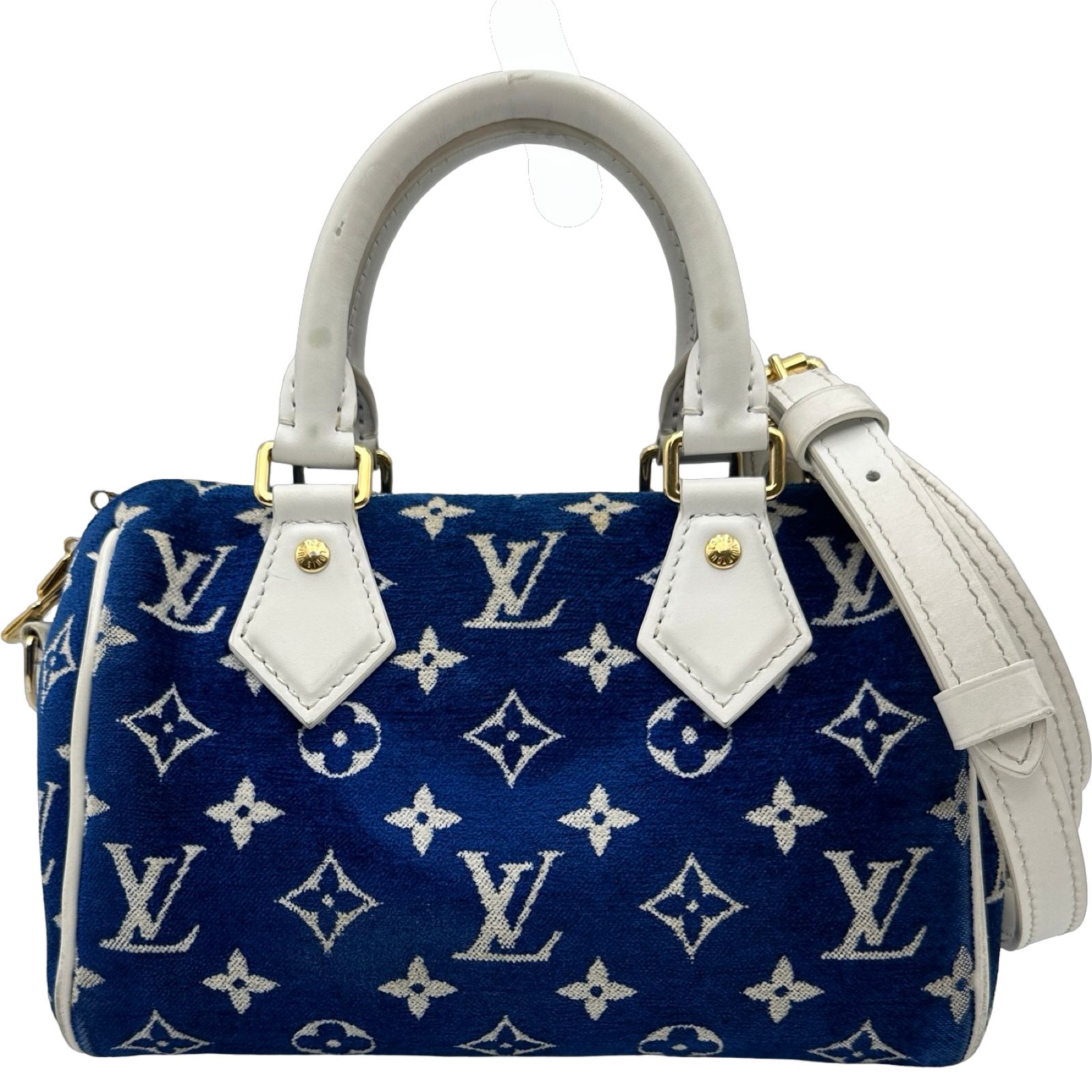 ルイ・ヴィトン LOUIS VUITTON スピーディ・バンドリエール20 M20751 ブルー/ホワイト モノグラム・ジャガード ベルベット レディース ハンドバッグ 104,000円