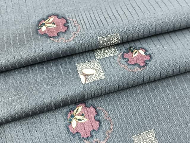 平和屋着物●上質な小紋　紬地　雪輪南天文　金彩　正絹　逸品　BAAX9608yc 14,560円