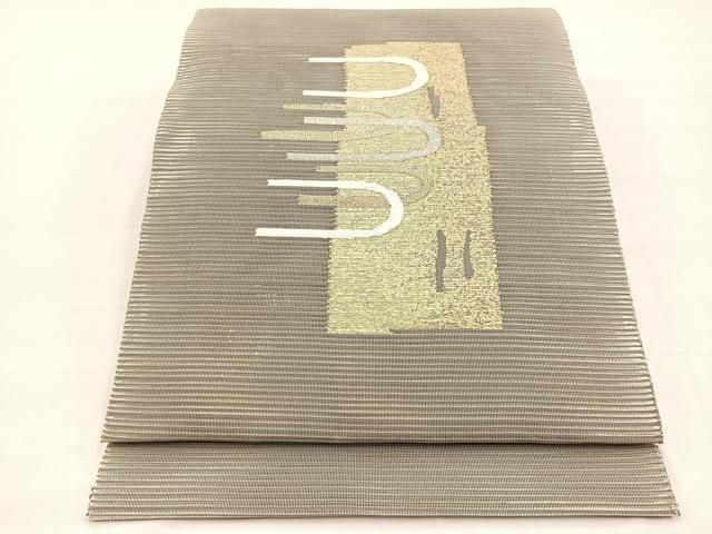 平和屋着物＊夏物　八寸名古屋帯　絽綴れ　抽象文様　金銀糸　正絹　逸品　BAAX7998hv