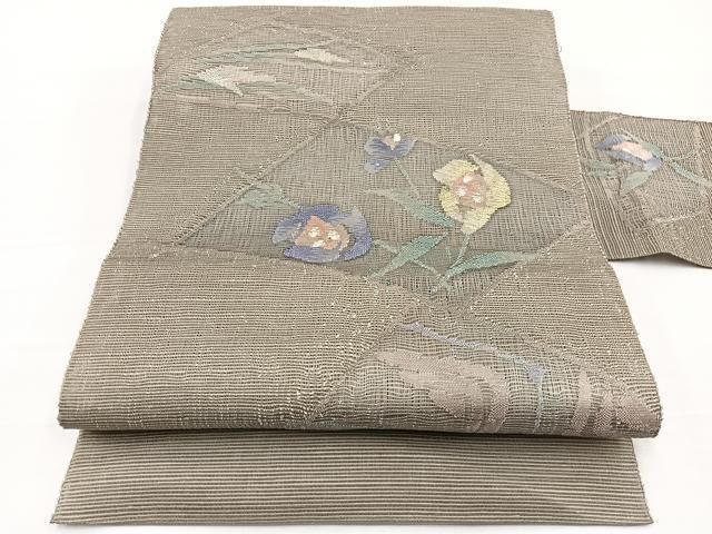 平和屋着物＊夏物　八寸名古屋帯　すくい織　枝花文　正絹　逸品　BAAY4003hv 20,878円