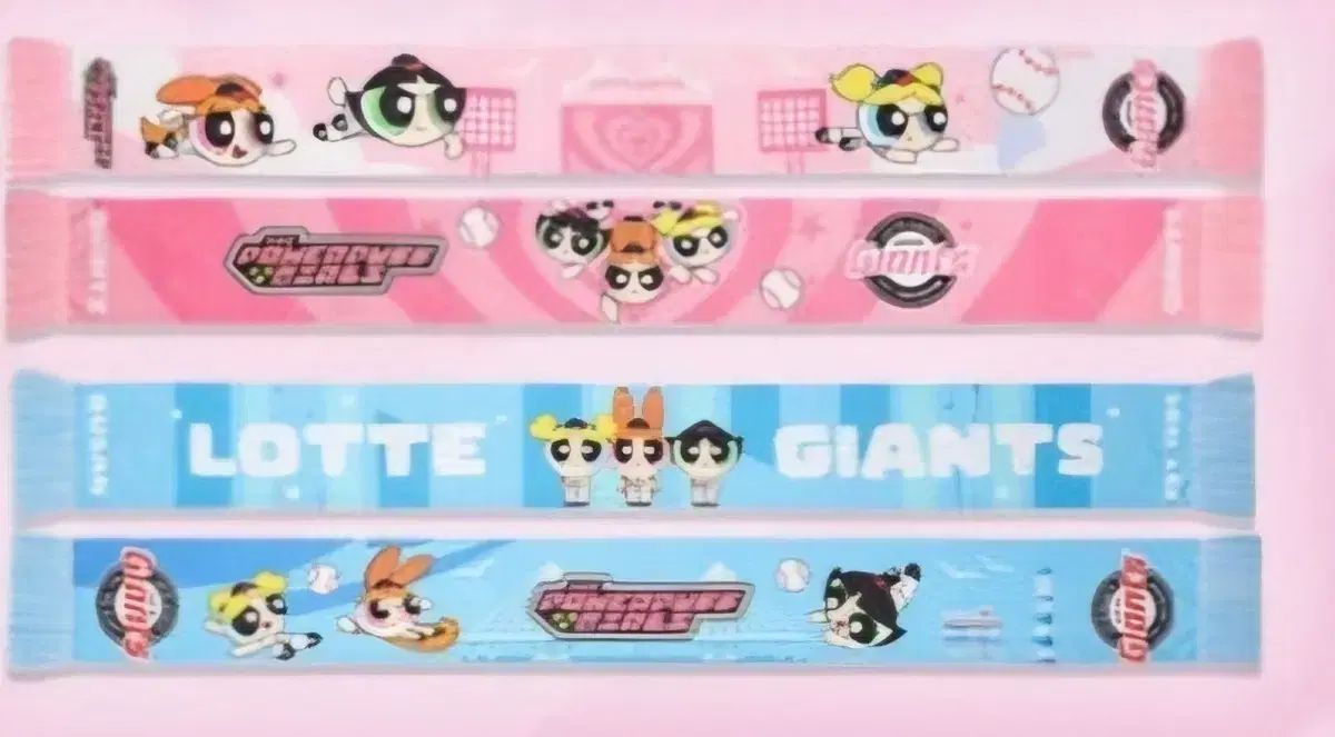 ロッテ ジァイアンツ パワーパフガールズ コラボ ピンク ブルーマフラー SET セットで 出品