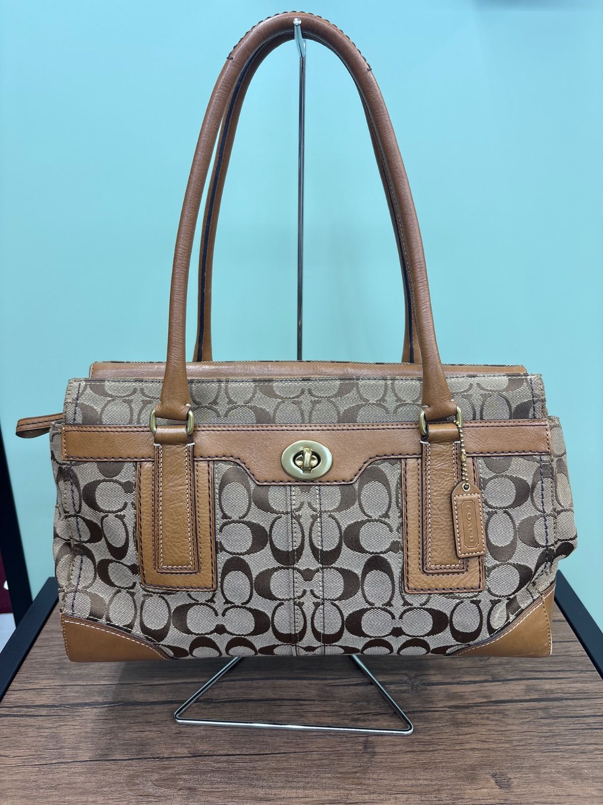 00s Y2K COACH コーチ シグネチャー キャンバスハンドバッグ 送料無料♪