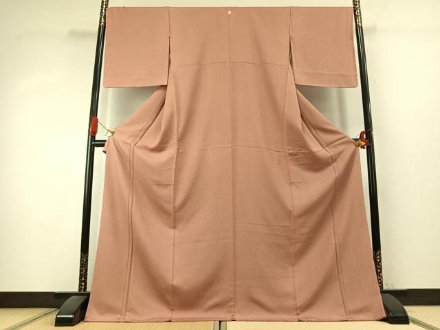 平和屋着物●上質な色無地　霞地紋　ときがら茶色　ロング丈　正絹　逸品　未使用　AABK1407fy 25,350円