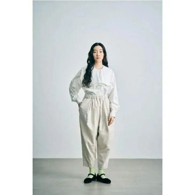 sneeuw (スニュウ) | ナプキンカラーブラウス (white) | レディース ブラウス シャツ 長袖 コットンタイプライター コットン 綿 ナプキンカラー ボリュームスリーブ ワイドシルエット ホワイト 白 ナチュラル モード 日本製 春秋
