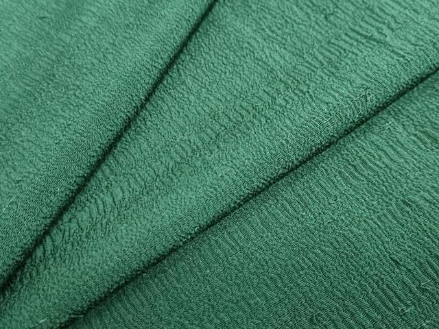 平和屋着物●上質な色無地　千歳緑色　鬼しぼ縮緬　正絹　逸品　DABI2055ud
