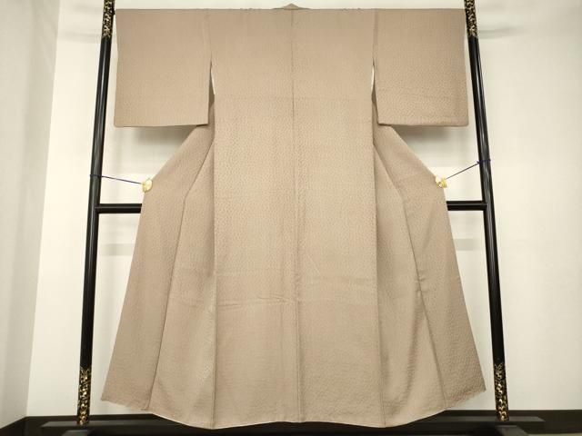 平和屋着物○上質な色無地 霞地紋 胡桃染色 正絹 逸品 AABK3347ck