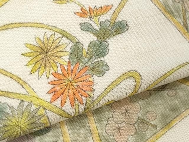 平和屋着物＊夏物 つけ帯 亀甲花文 麻 正絹 逸品 CABI5995fb - メルカリ