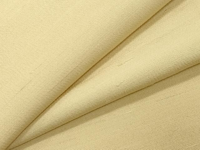 平和屋着物●上質な色無地　御召縮緬　淡黄色　正絹　逸品　CABI0858gh