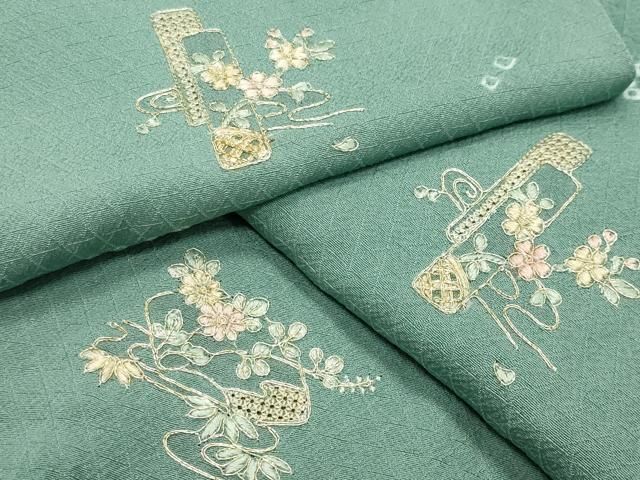 平和屋着物●中国三大刺繍　スワトウ刺繍　小紋　駒刺繍　絞り　短冊流水花文　正絹　逸品　CABI0876gh 22,464円
