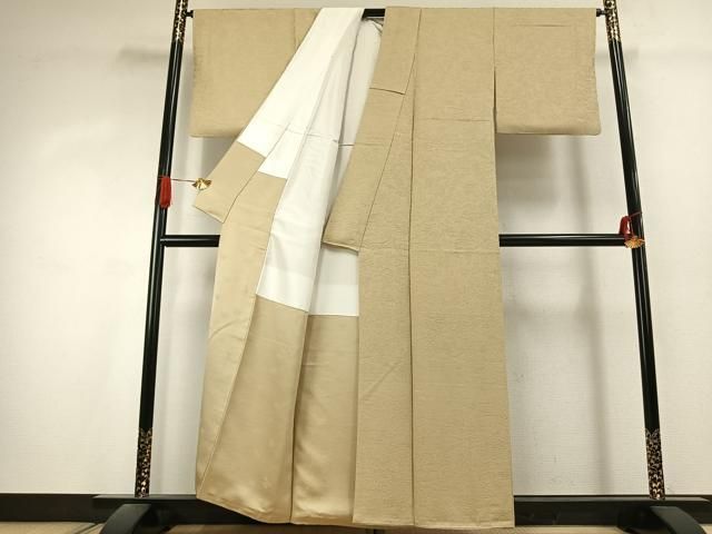 平和屋着物○上質な色無地 風景地紋 蒸栗色 正絹 逸品 AABK1144fy