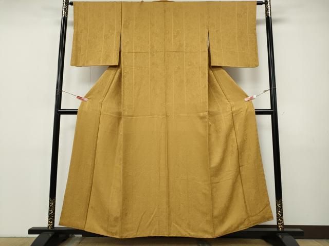 平和屋着物○上質な色無地 辻が花地紋 黃朽葉色 正絹 逸品 CABI9765ut