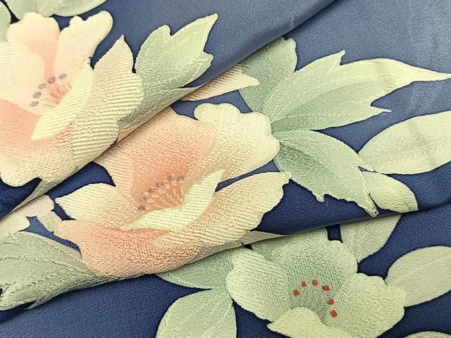 平和屋着物●上質な小紋　地紋起こし　草花文　暈し染め　ロング丈　正絹　逸品　未使用　AABK1187fy