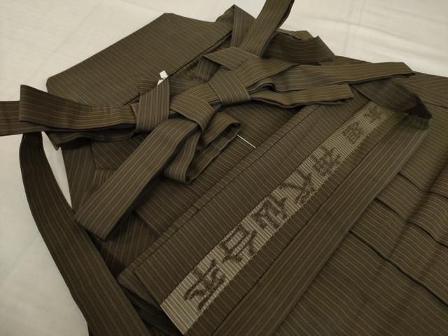平和屋着物○男性 本場神代仙台平 行灯袴 縞 正絹 逸品 AABK0086ck