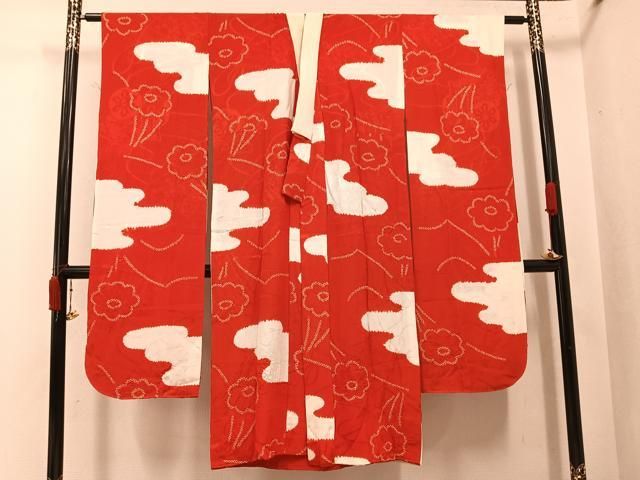 平和屋着物●振袖用長襦袢　無双仕立て　絞り　花霞文　正絹　逸品　AABJ9424ph