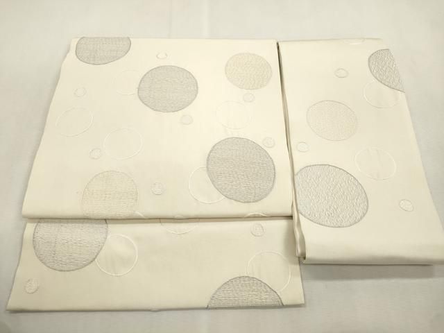 平和屋着物●つけ帯　総刺繍　水玉　正絹　逸品　CABI7493dy