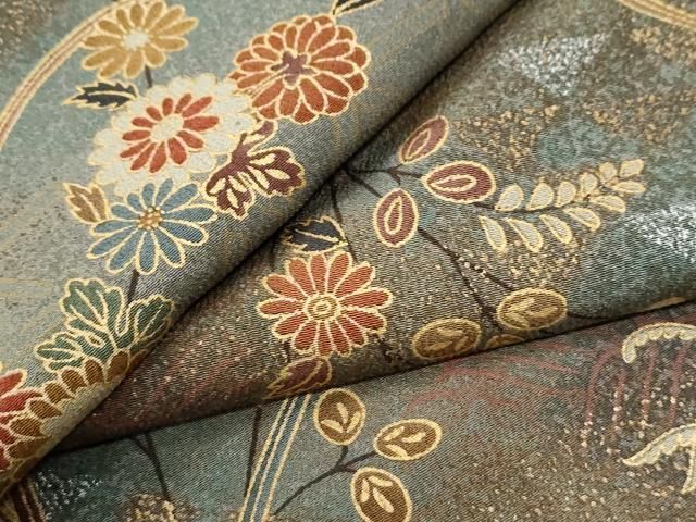 平和屋着物●上質な小紋　網目菊花文　金銀彩　正絹　逸品　CABI2455yc