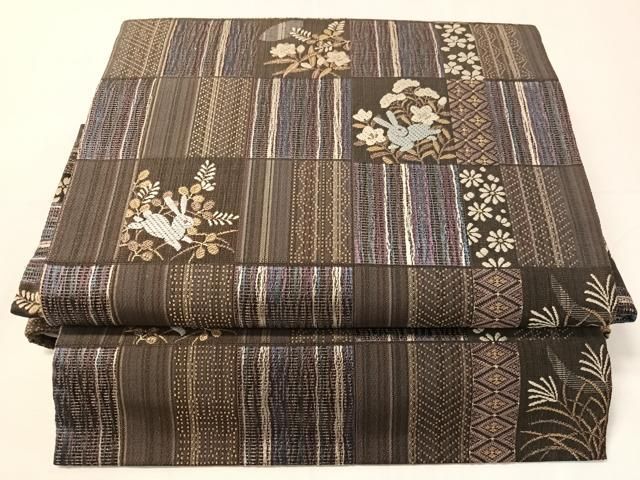 平和屋着物●ワンタッチつけ帯　市松跳び兎　金銀糸　やまと誂製　正絹　逸品　CABJ0503vp 28,730円