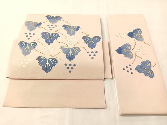 平和屋着物●塩瀬　つけ帯　葡萄蔦の葉文　金彩　正絹　逸品　未使用　CABJ0507vp 30,420円
