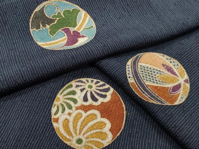 平和屋着物●上質な小紋　毬花文　金彩　鬼しぼ縮緬　正絹　逸品　CABI0715gh 20,878円