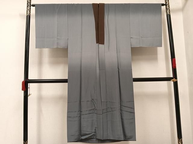 平和屋着物●男性　長襦袢　袷　縞　暈し染め　正絹　逸品　AABJ9402ph